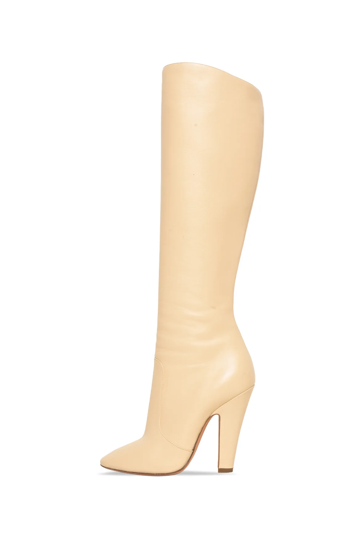 Saint Laurent Size 36.5 Leather Knee High Heeled Boots - Image 3