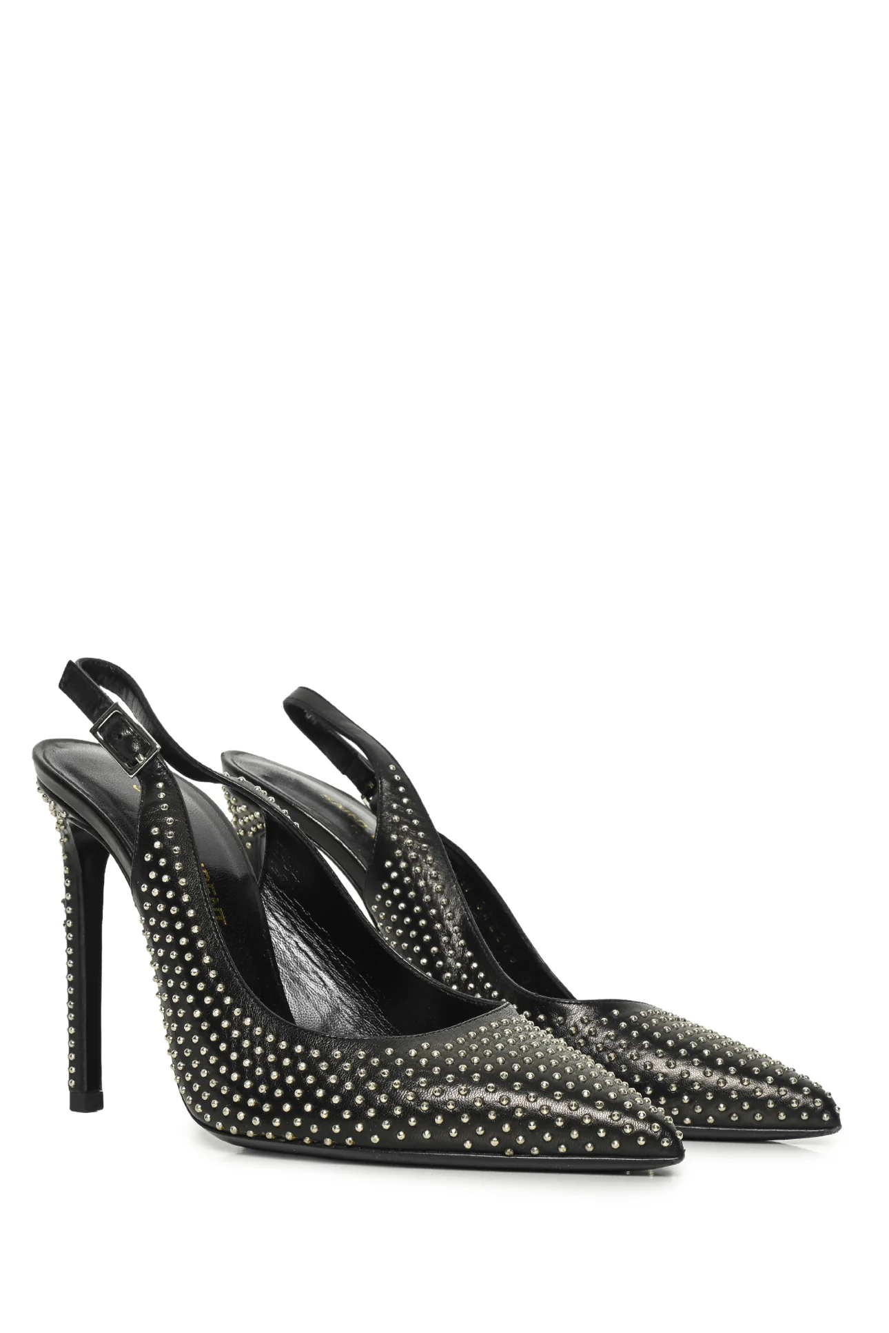 Saint Laurent Size 36 Leather Studded Slingback Pumps - Image 2