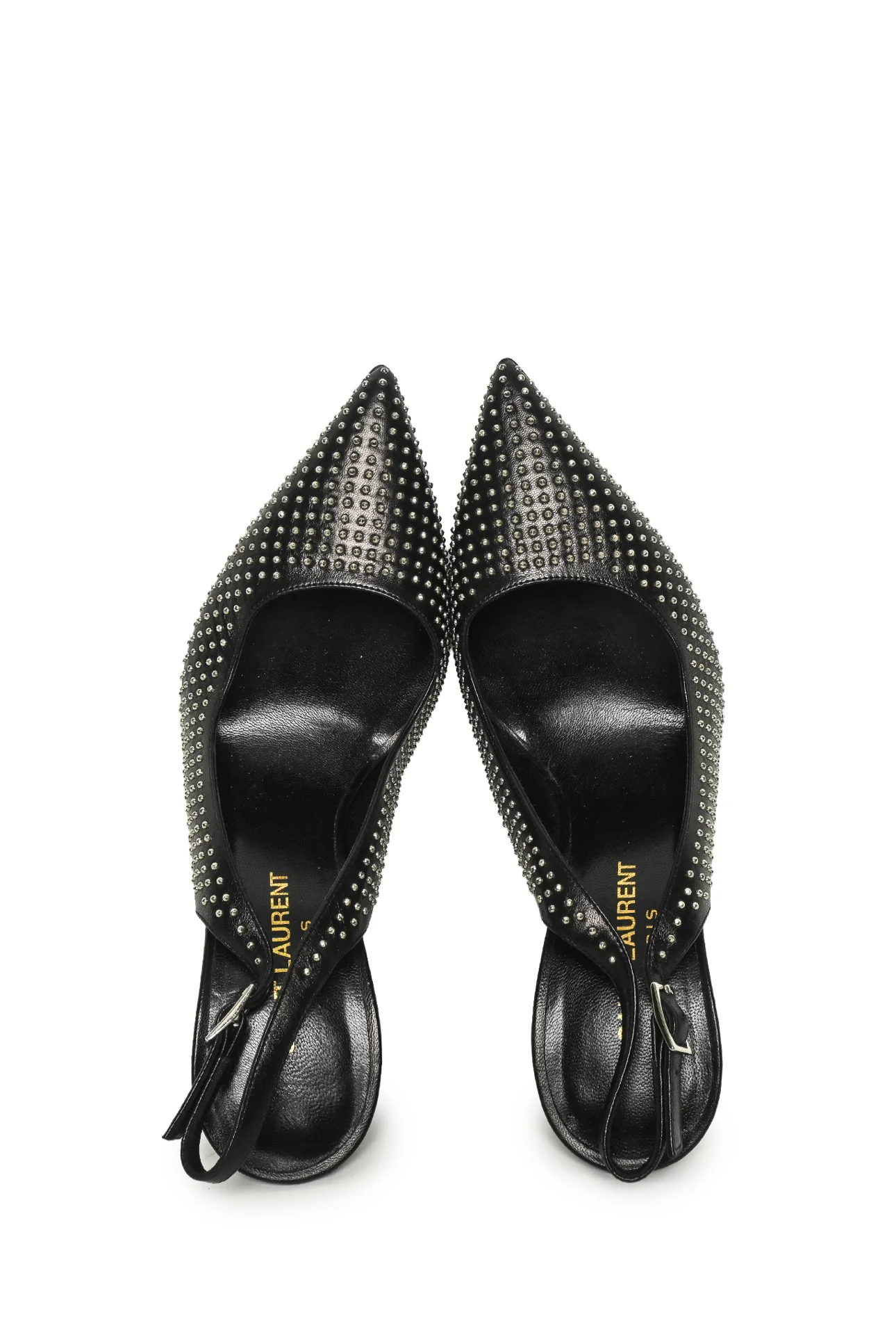 Saint Laurent Size 36 Leather Studded Slingback Pumps - Image 6
