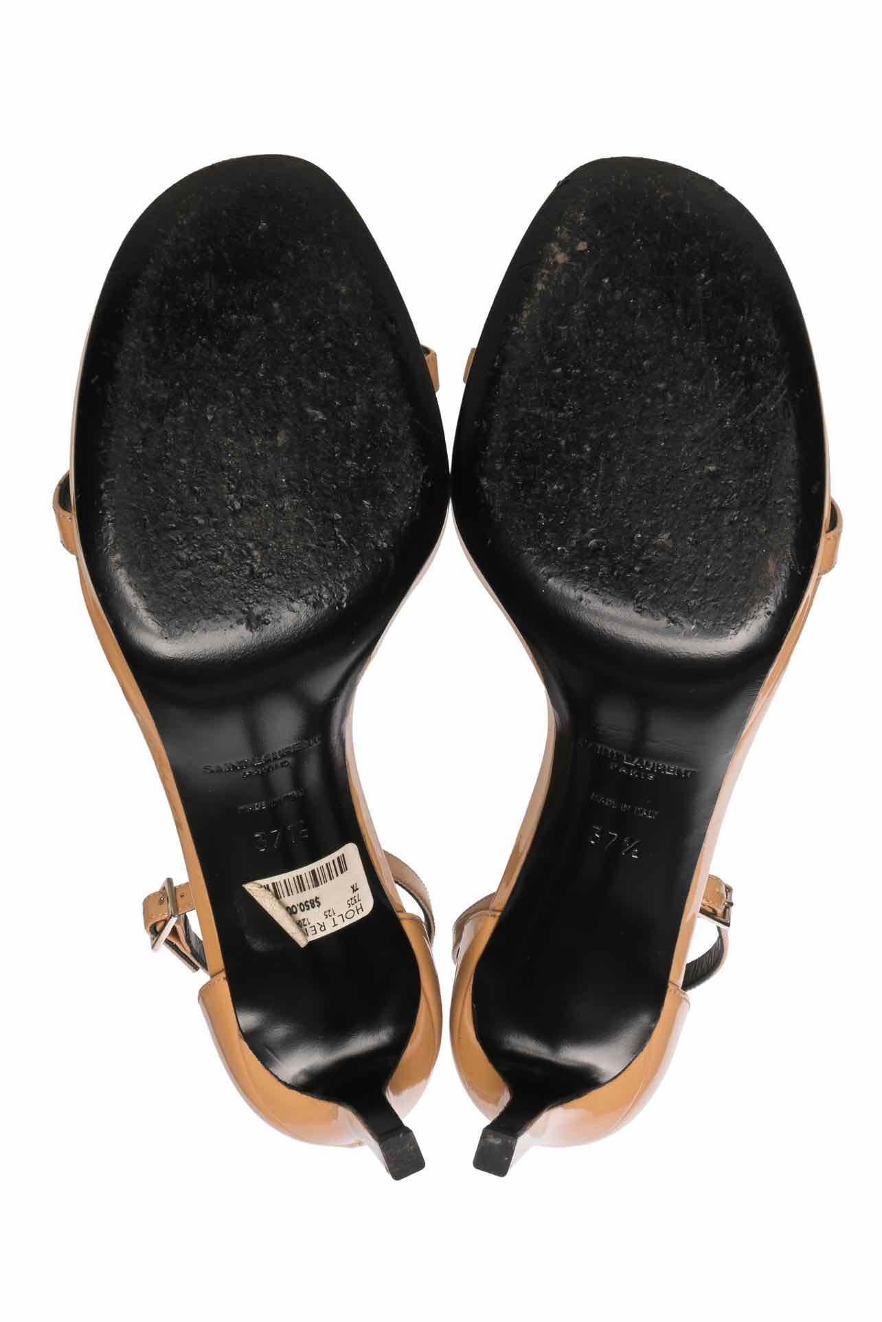 Saint Laurent Size 37.5 Patent Leather Jane Ankle Strap Sandals - Image 5