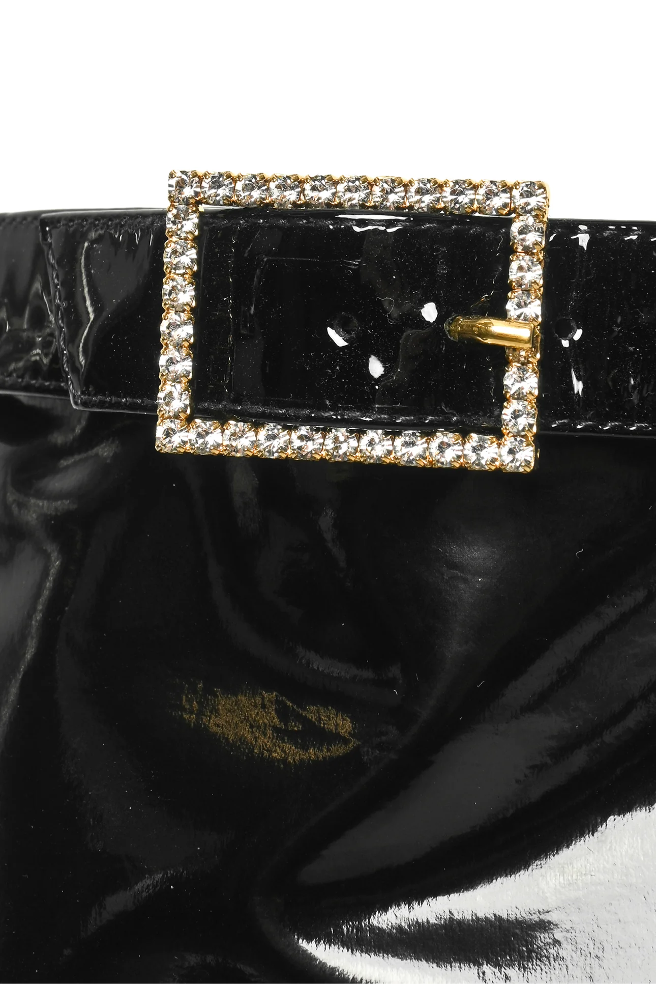 Saint Laurent Size 37 Patent Stretch Crystal Buckle Lala 105 Tall Boots - Image 6
