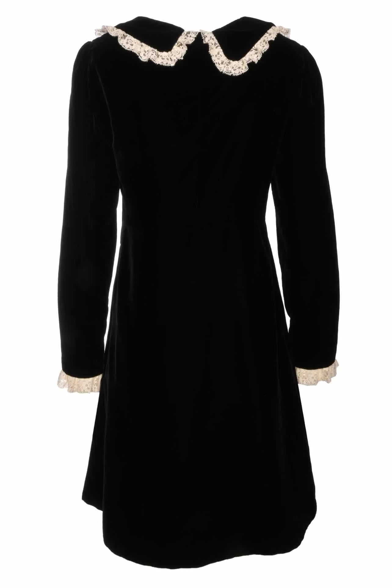 Saint Laurent Size 38 2016 Lace Trim Velvet Mini Dress - Image 2
