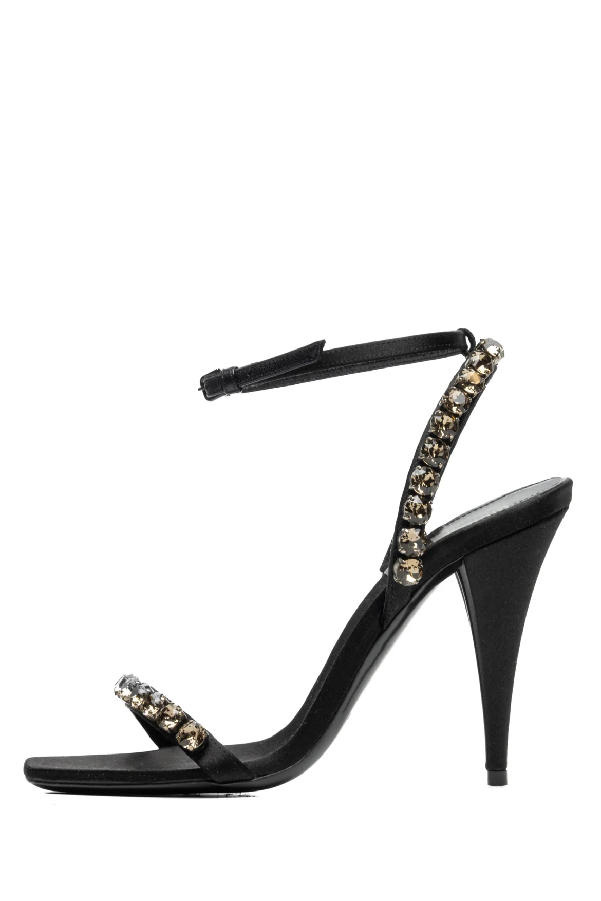 Saint Laurent Size 38 Kiki Crystal Embellished Satin Sandals - Image 3