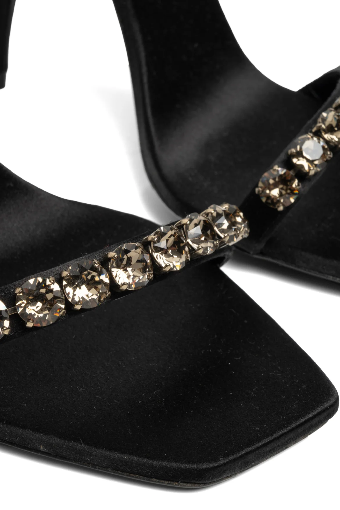 Saint Laurent Size 38 Kiki Crystal Embellished Satin Sandals - Image 4
