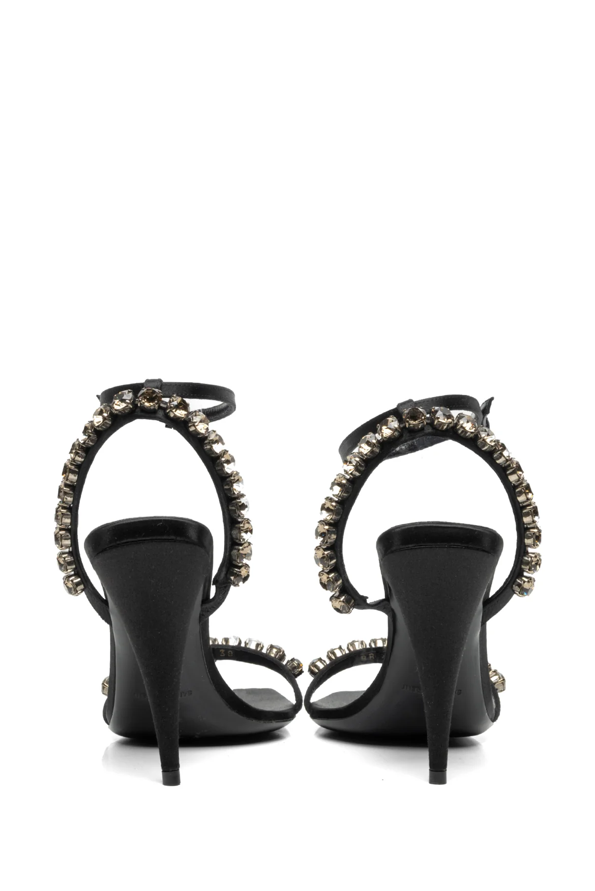 Saint Laurent Size 38 Kiki Crystal Embellished Satin Sandals - Image 6