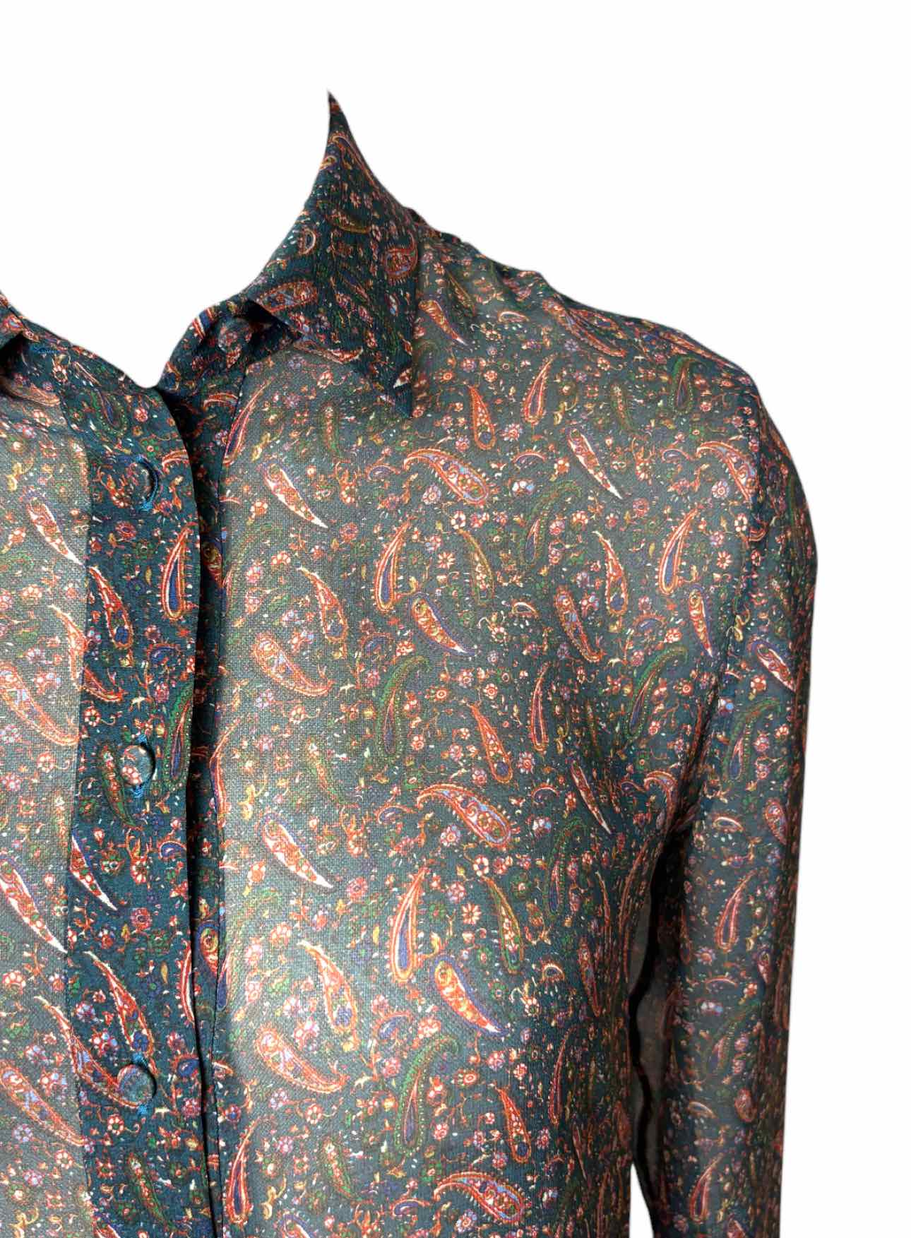 Saint Laurent Size 8 Silk Paisley Blouse - Image 3