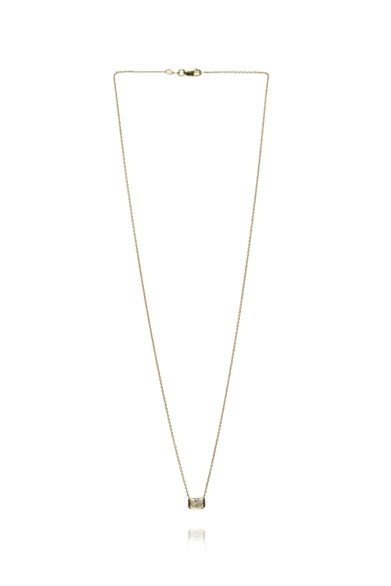Saks Fifth Ave 14K Yellow Gold & 0.90ct Emerald Cut Bezel Set Diamond Necklace - Image 2