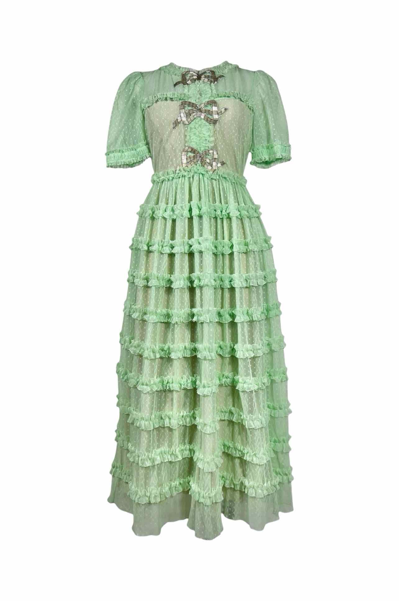 SALONI Size 2 Camille Bow-Embellished Tulle Midi Dress