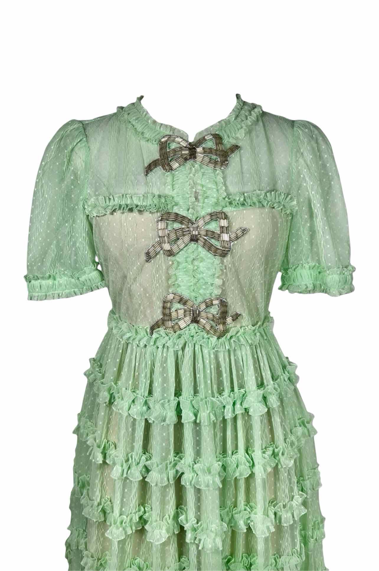 SALONI Size 2 Camille Bow-Embellished Tulle Midi Dress - Image 3