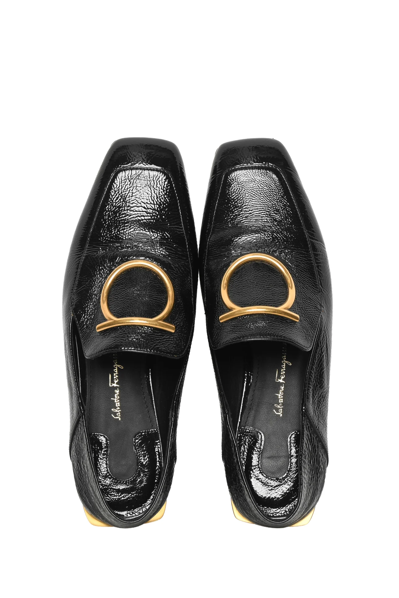 Salvatore Ferragamo Size 7 Lana Crinkle Patent Flats - Image 6