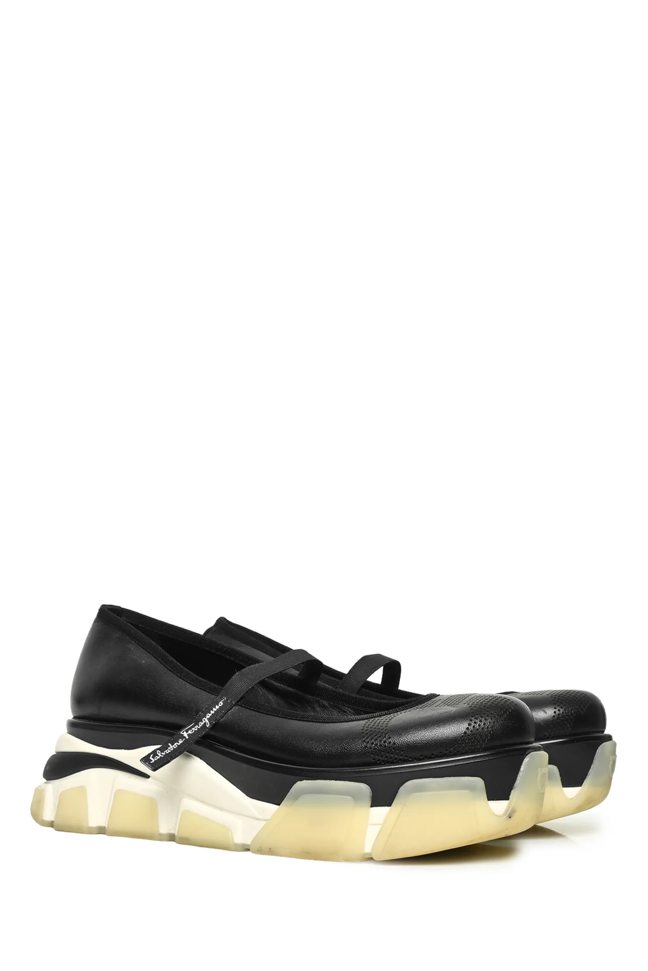 Salvatore Ferragamo Size 8 Perforated Platform Mary Jane Flats - Image 2