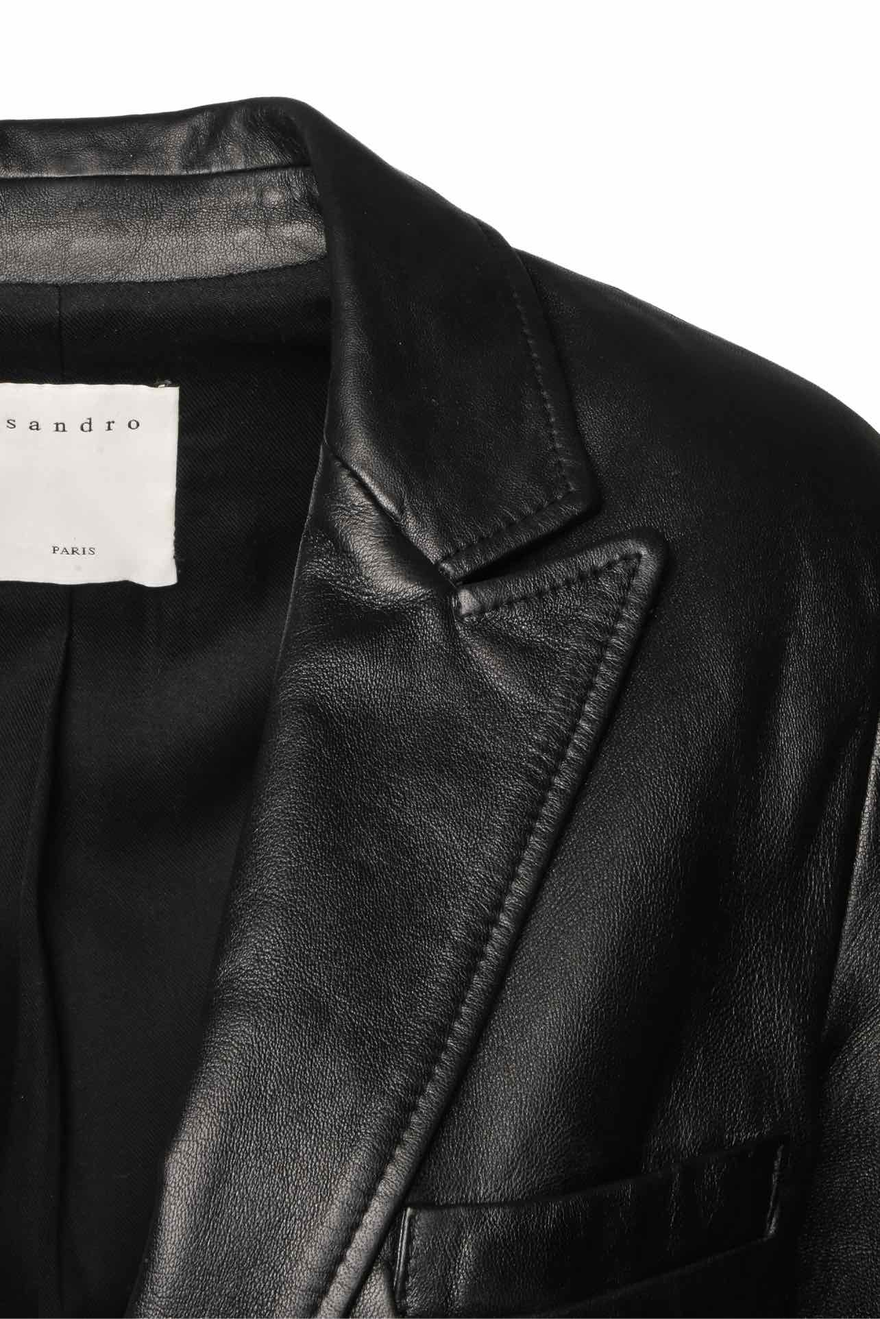 Sandro Size 2 Lamb Leather Single Button Blazer - Image 3
