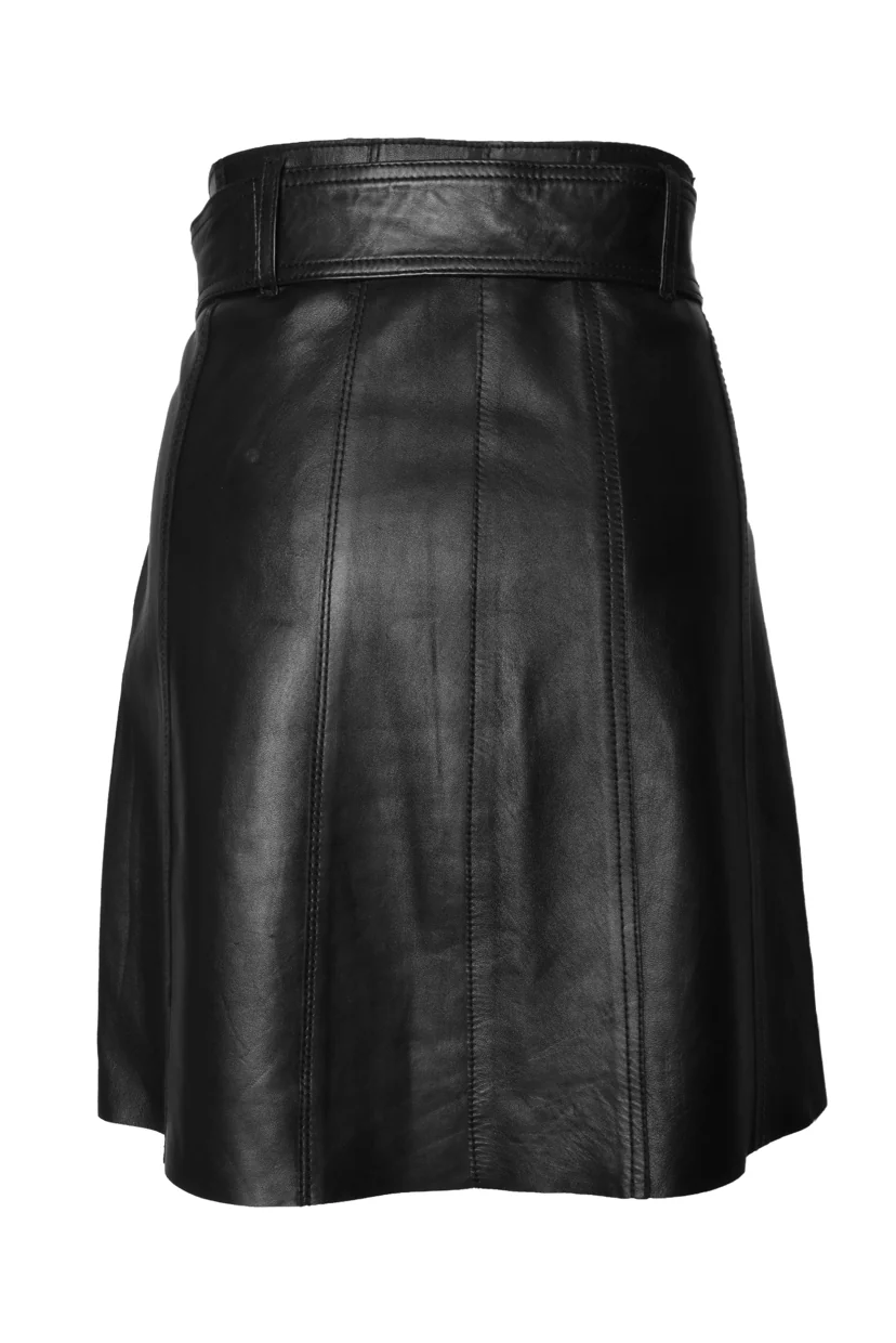 Sandro Size 3 Lamb Leather A-Line Skirt - Image 3
