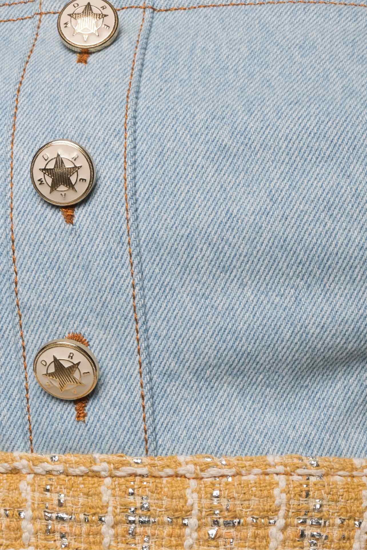 Sandro Size 36 Denim & Tweed Mini Dress - Image 3