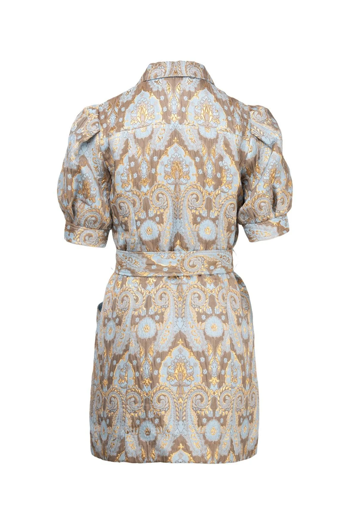 Sandro Size 36 Orlan Metallic Jacquard Puff Sleeve Dress - Image 2