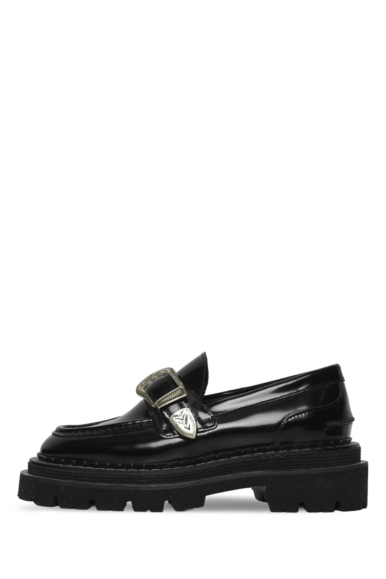 Sandro Size 37 Buckled Leather Loafers - Image 3