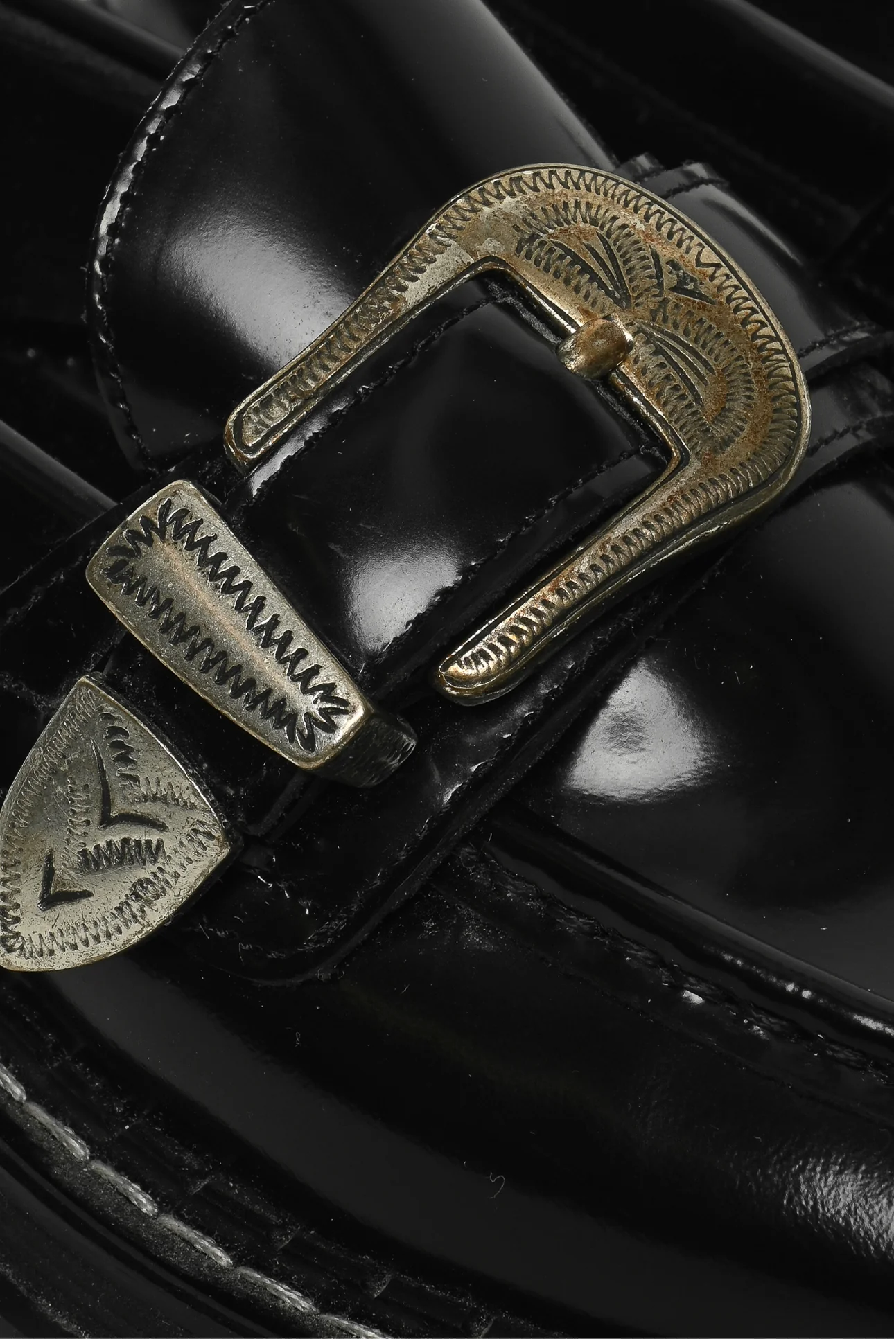 Sandro Size 37 Buckled Leather Loafers - Image 5