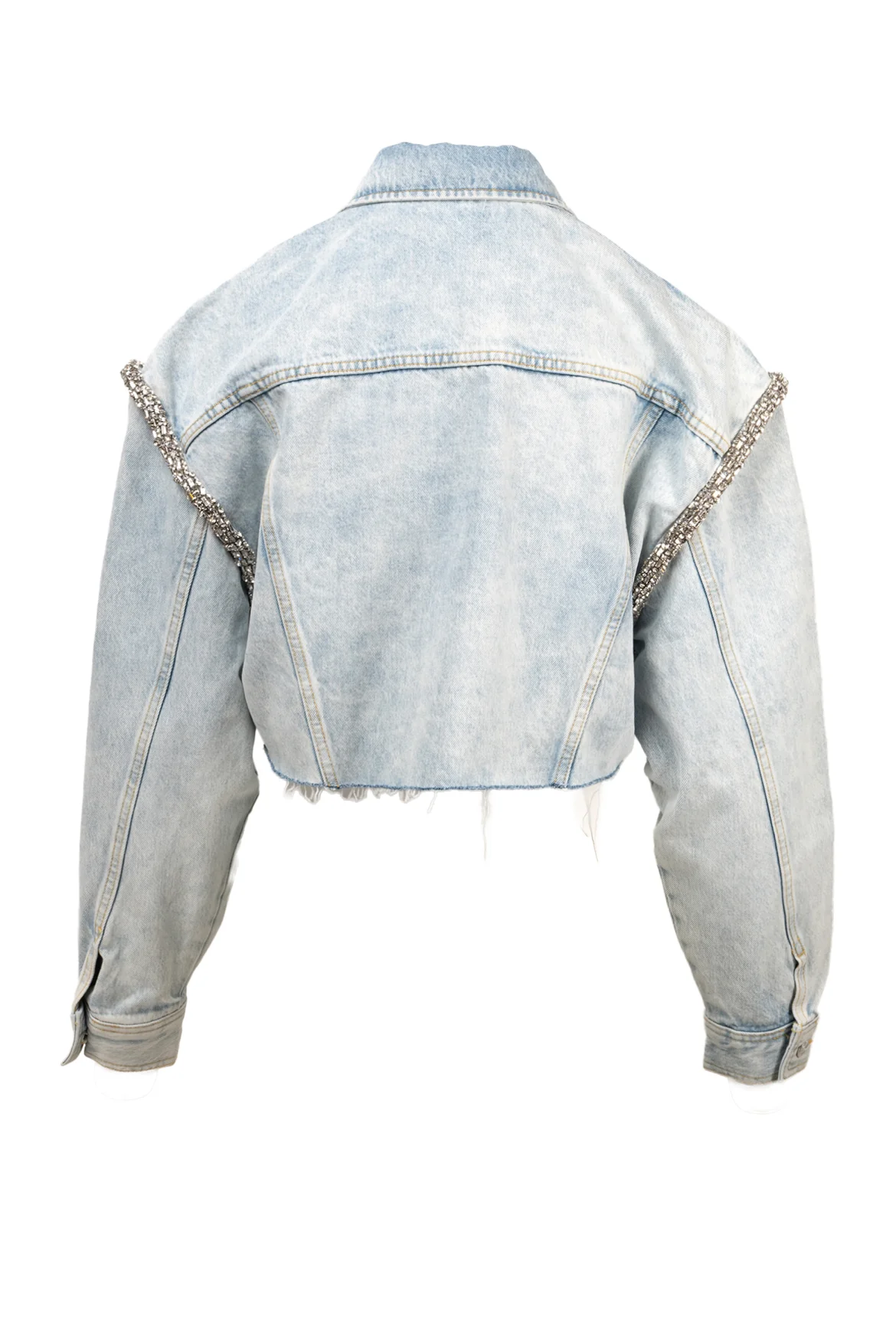 Sandro Size 38 Cropped Crystal Embellished Denim Jacket - Image 2
