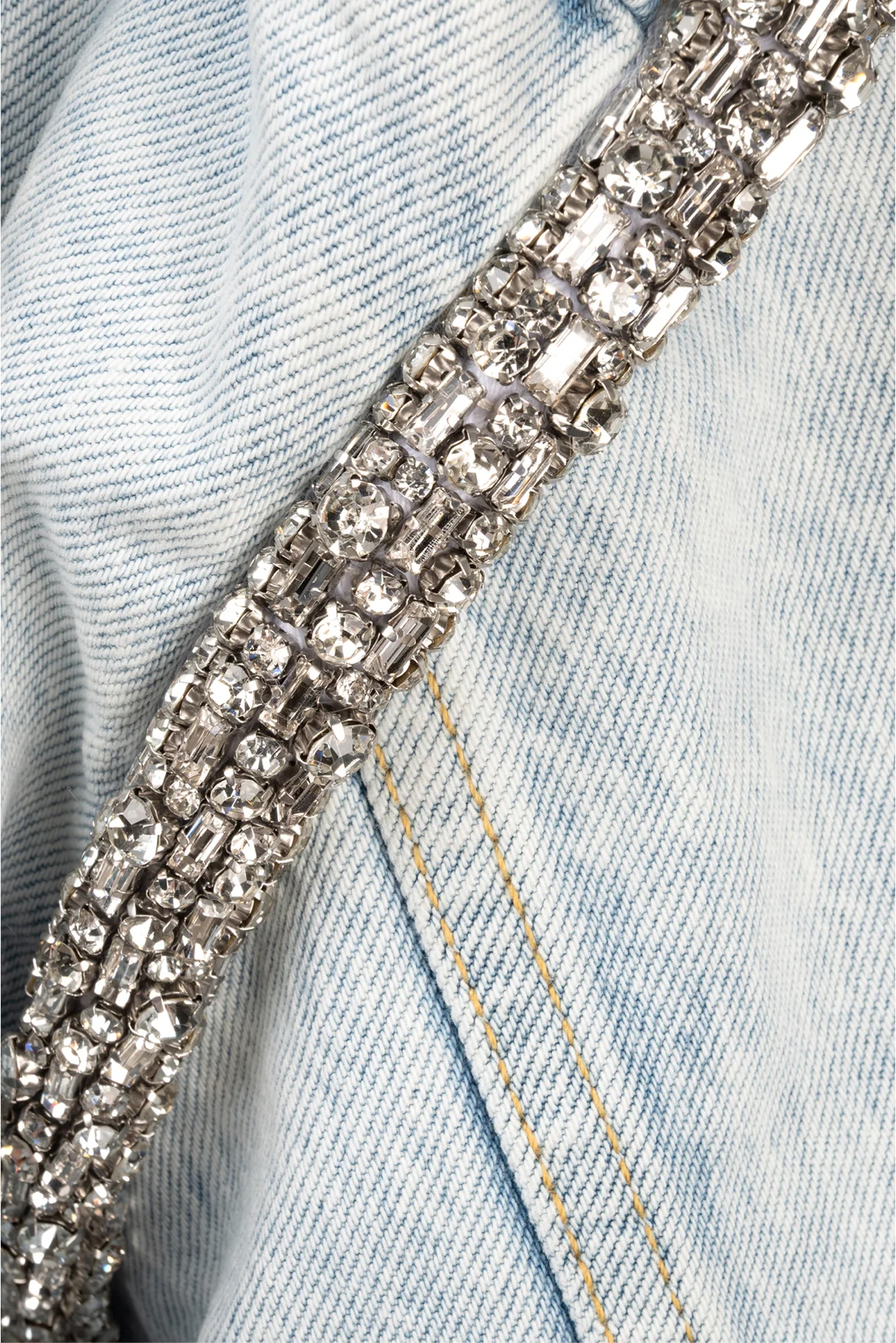 Sandro Size 38 Cropped Crystal Embellished Denim Jacket - Image 3