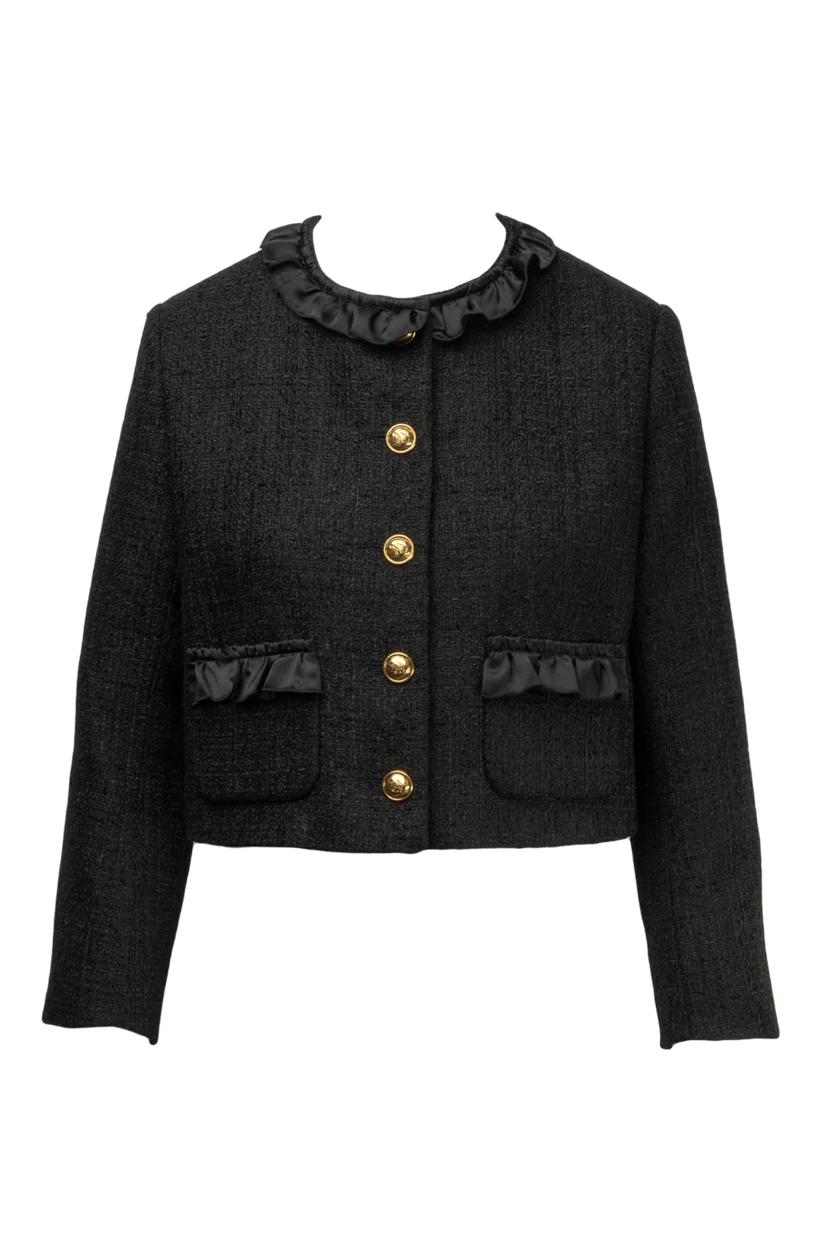 Sandro Size 38 Ruffle Tweed Jacket