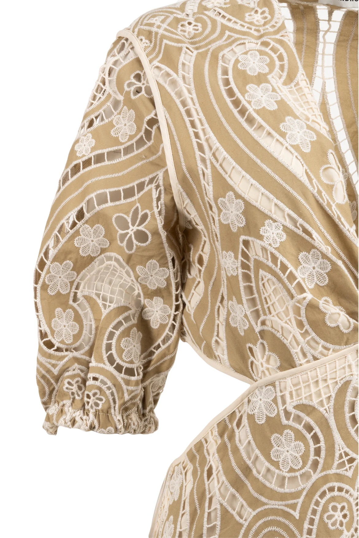 Sandro Size 42 Eyelet Embroidered Maxi Dress - Image 3