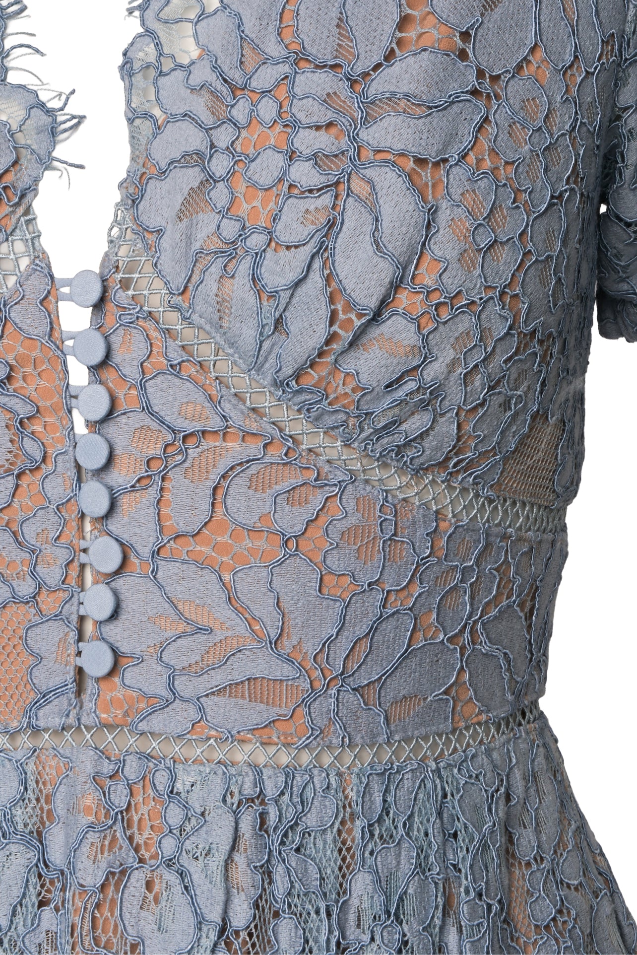 Self Portrait Size 2 Fine Cord Lace Midi Dress - Image 3