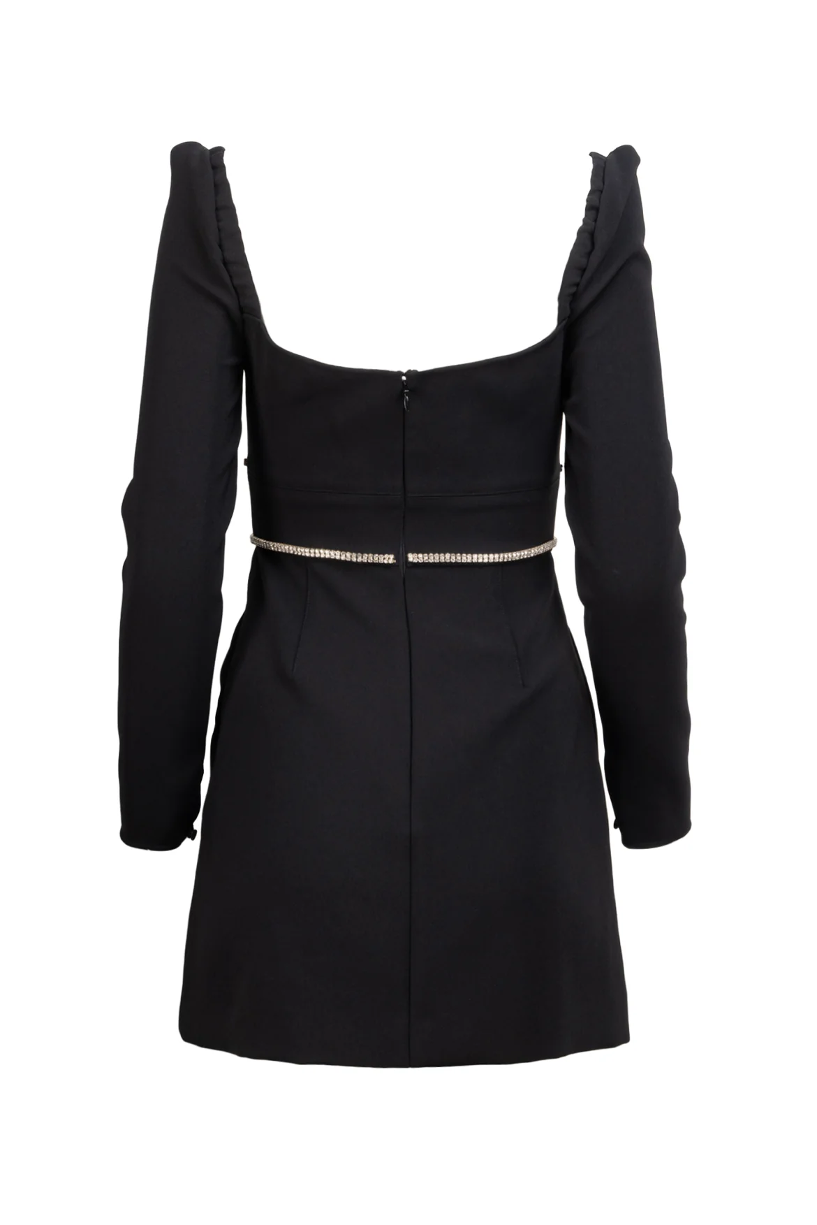 Self Portrait Size 4 Black Crepe Diamante Detail Mini Dress - Image 2