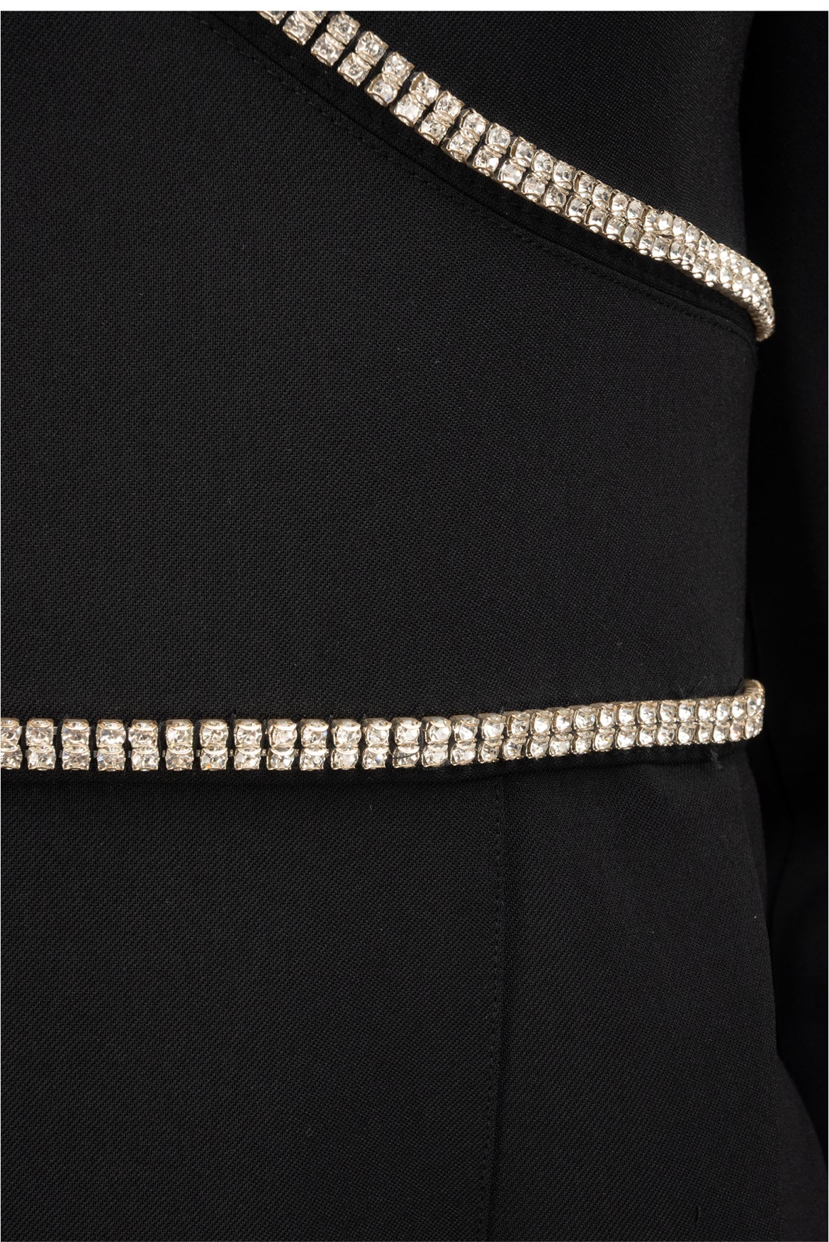 Self Portrait Size 4 Black Crepe Diamante Detail Mini Dress - Image 3