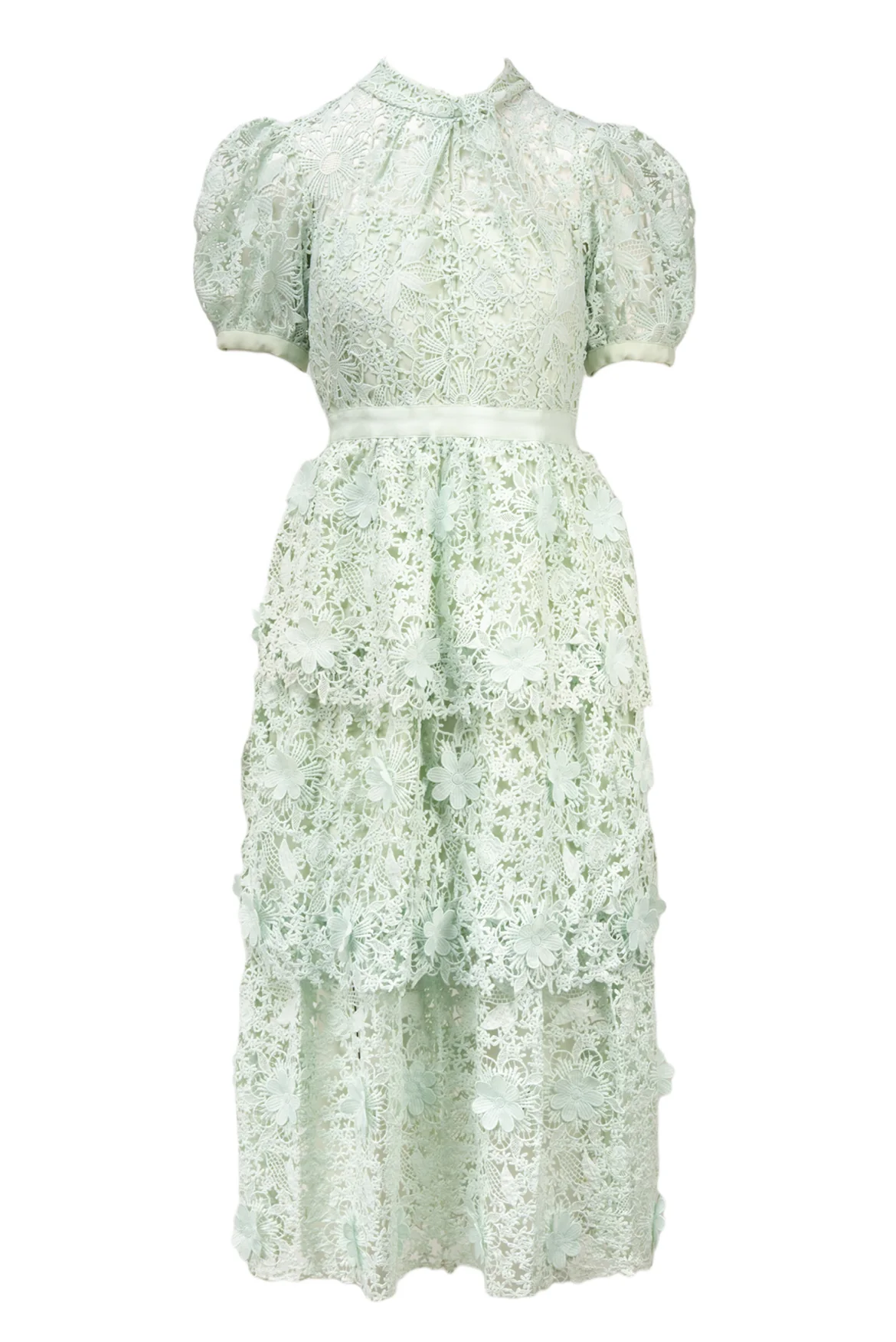 Self Portrait Size 6 3D Floral Lace Midi Dress