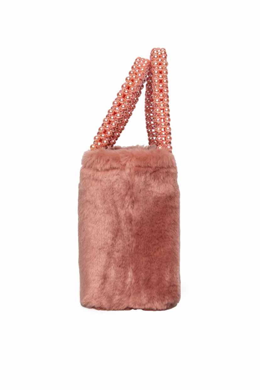 Shrimps Faux Fur Beaded Handle Bag - Image 2