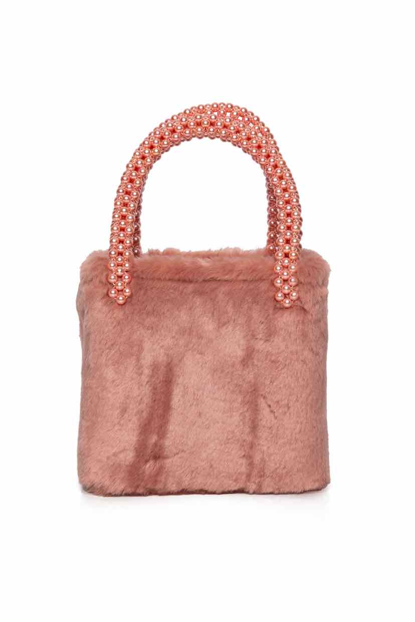 Shrimps Faux Fur Beaded Handle Bag - Image 3