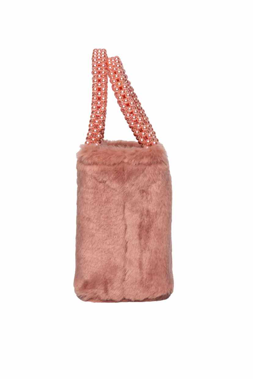 Shrimps Faux Fur Beaded Handle Bag - Image 4
