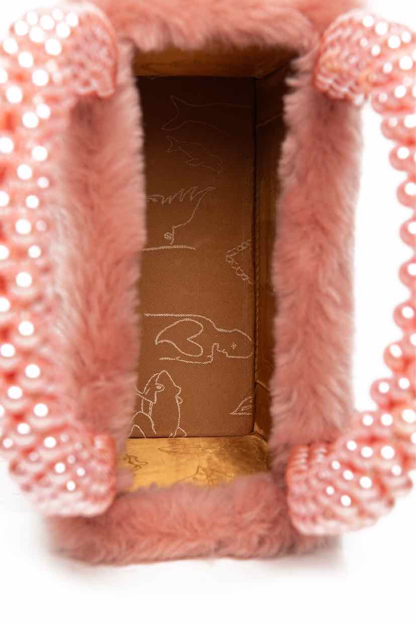 Shrimps Faux Fur Beaded Handle Bag - Image 6