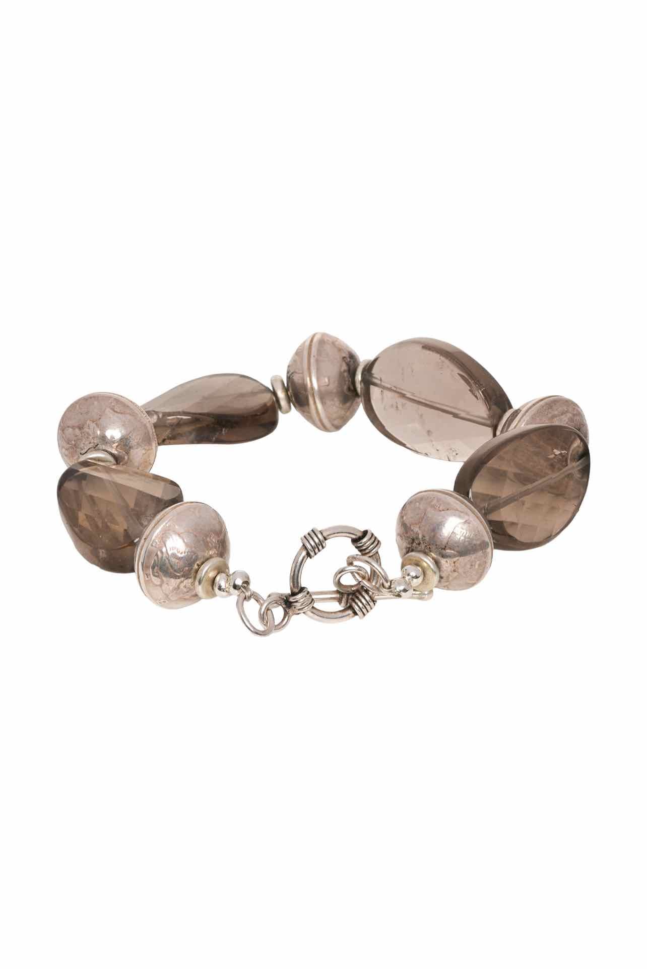 Silver & Smoky Quartz Toggle Bracelet - Image 2