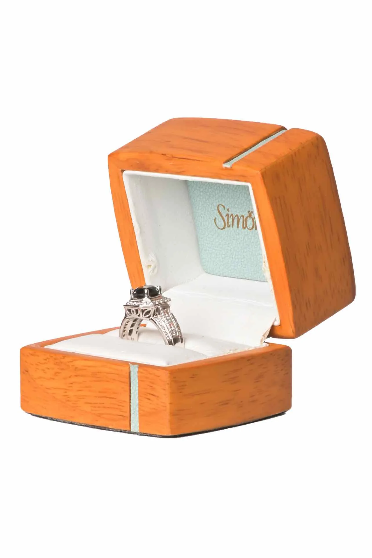 Simon G Size 6 18K White Gold Art Deco Geometric Diamond Ring - Image 4