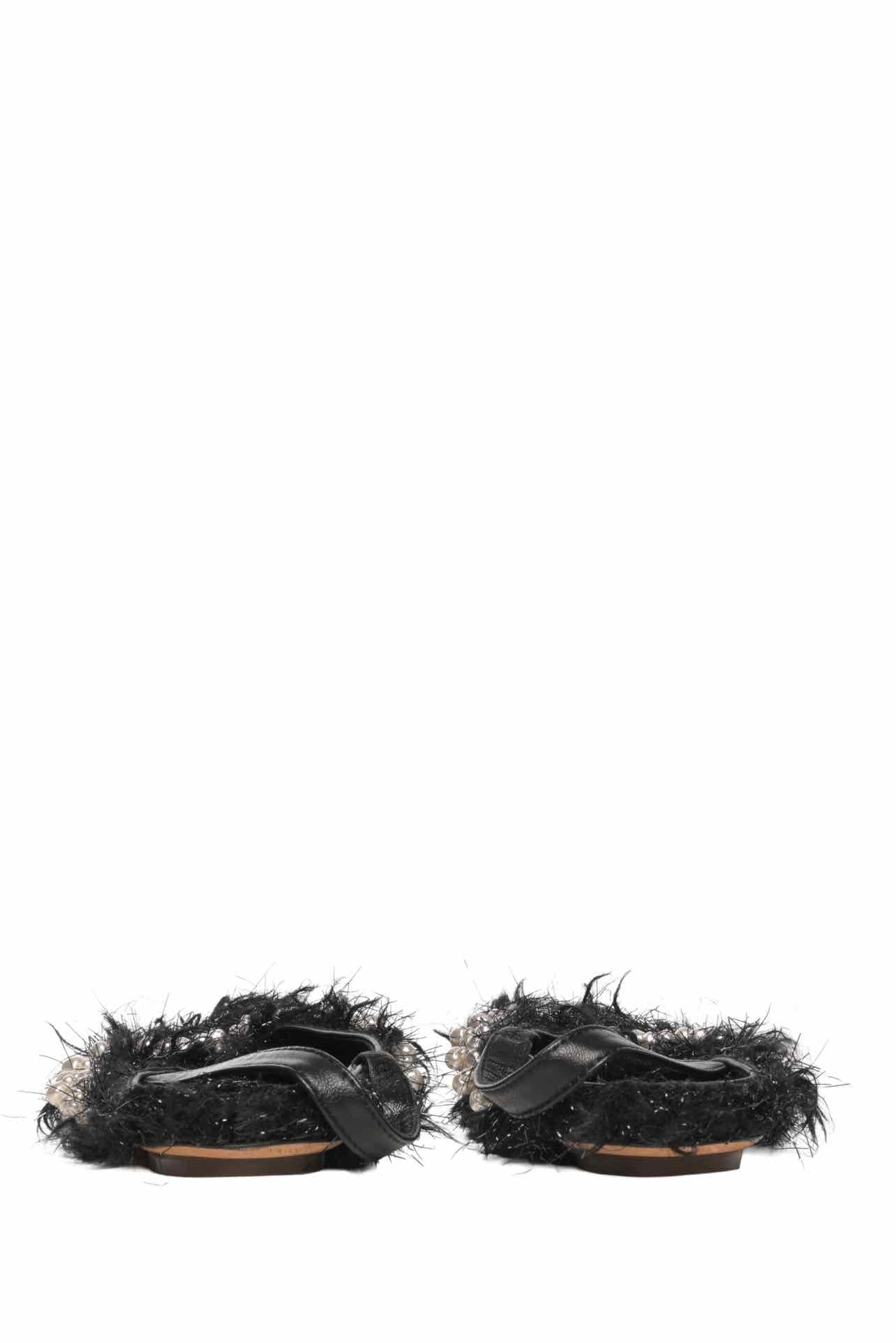 Simone Rocha Size 38 Embellished Fuzzy Pointed Toe Slingback Flats - Image 4