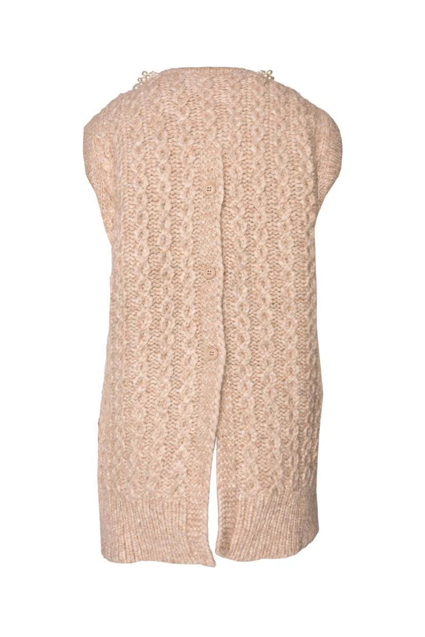Simone Rocha Size S Faux Pearl Cable Knit Vest - Image 2