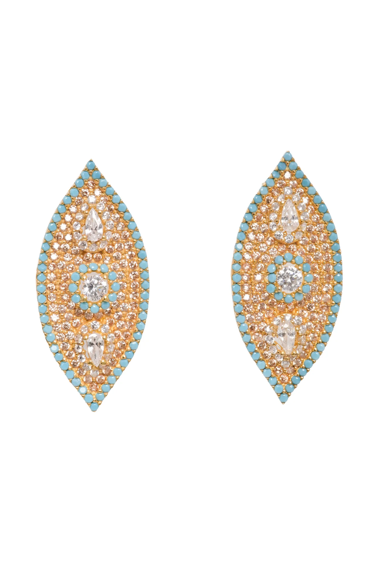 Simply Sublime 18KT Italian Gold Vermeil Turquoise Crystal Evil Eye Earrings