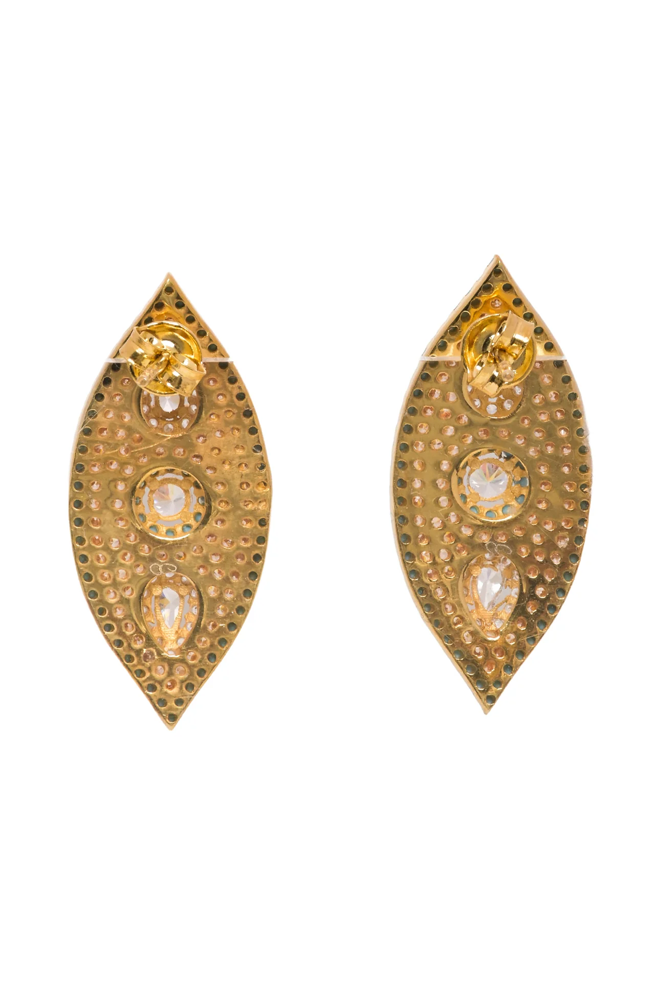 Simply Sublime 18KT Italian Gold Vermeil Turquoise Crystal Evil Eye Earrings - Image 2