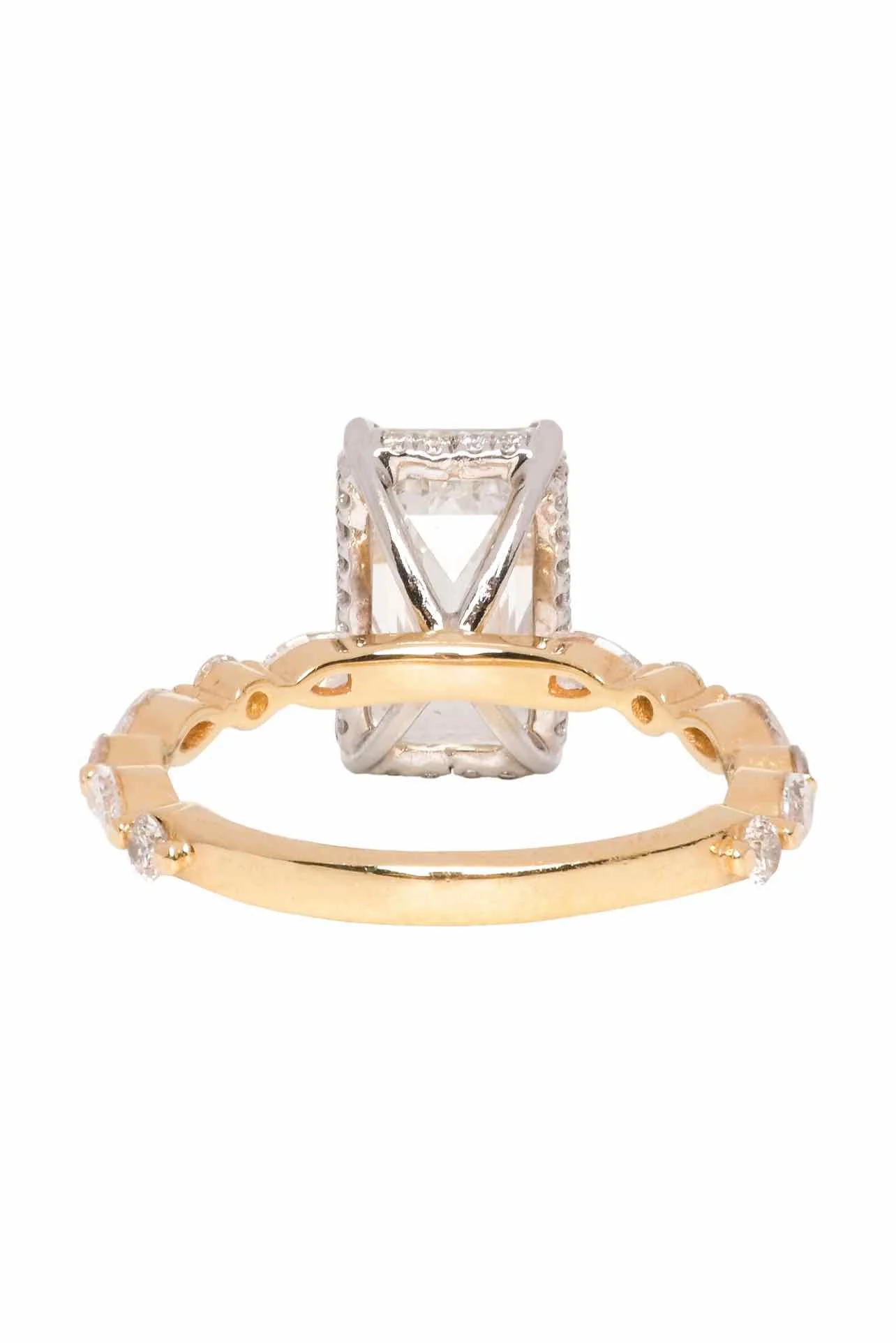 Simply Sublime Size 6 18K Yellow Gold & White Gold Emerald Cut Diamond Ring - Image 2