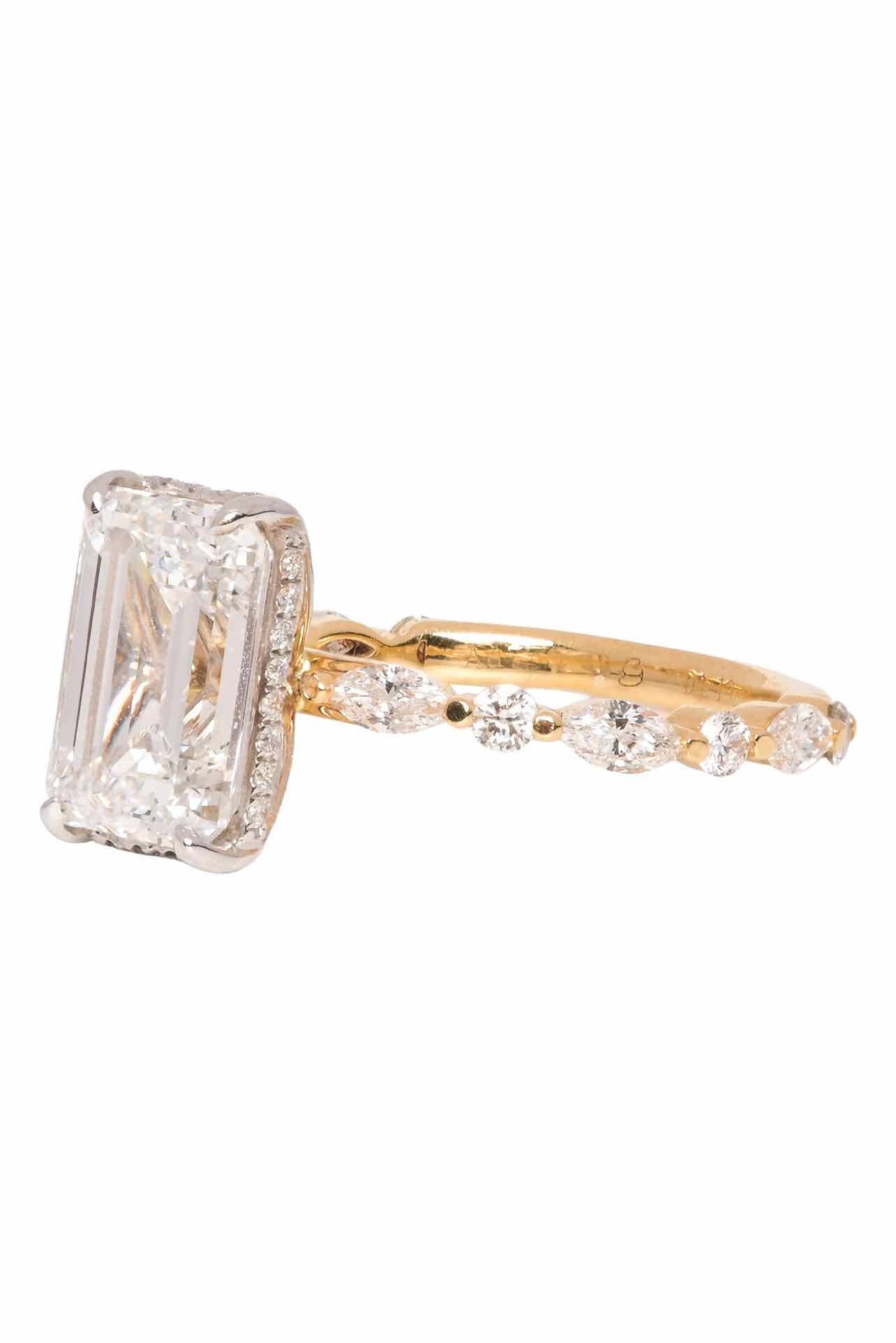 Simply Sublime Size 6 18K Yellow Gold & White Gold Emerald Cut Diamond Ring - Image 3