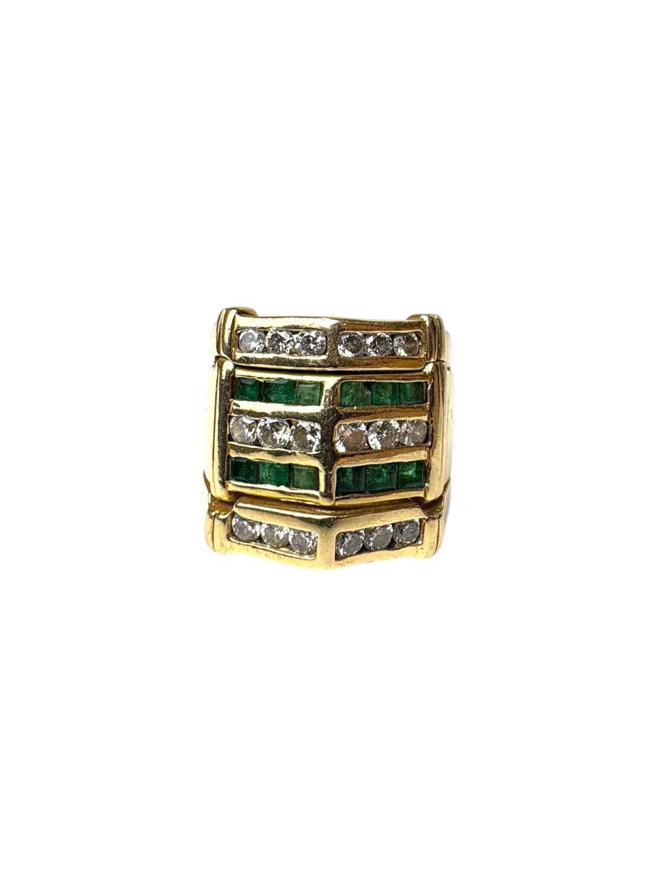 Size 6 14K Diamond and Emerald 14K Ring
