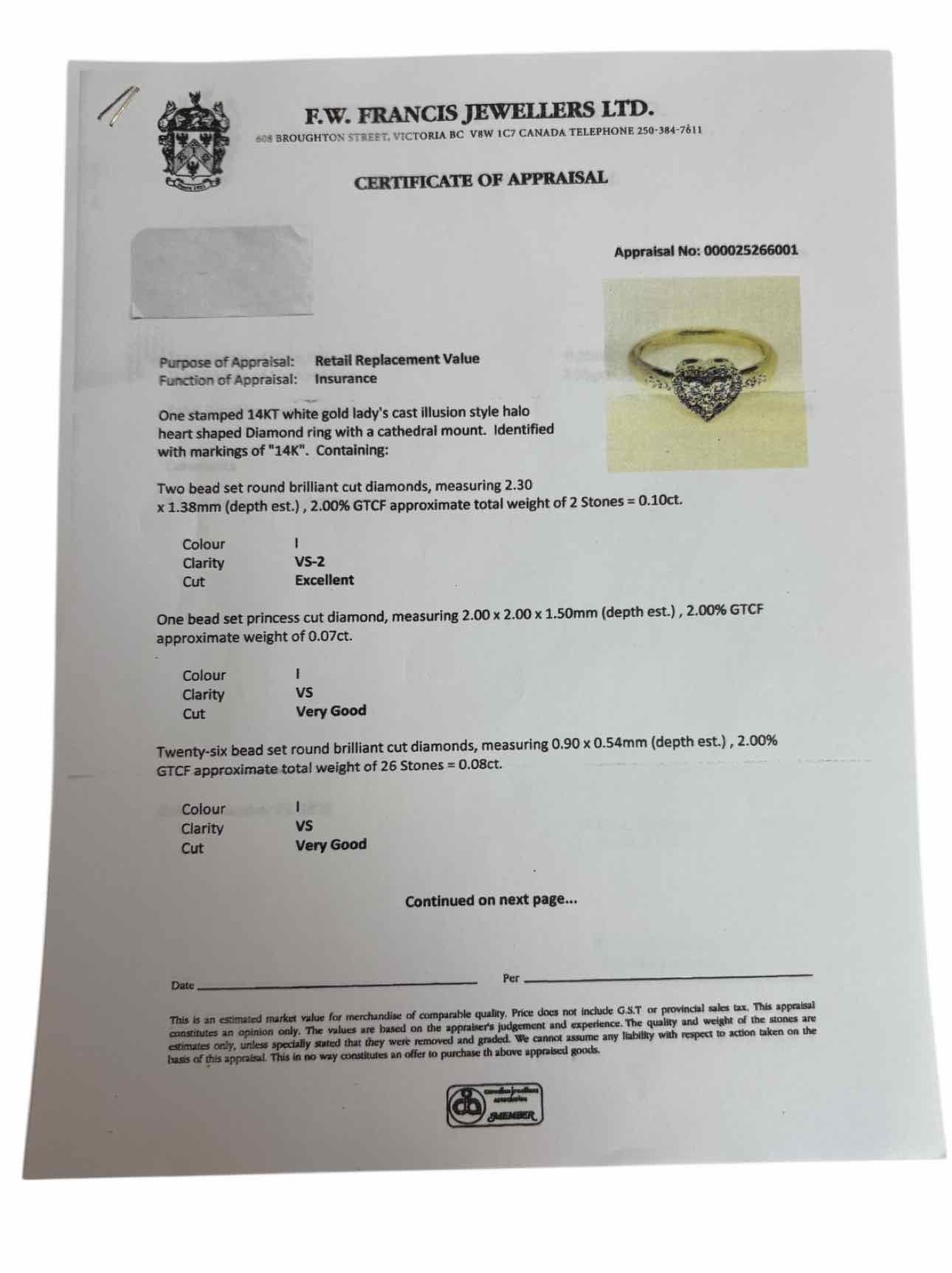 Size 6 14K Halo Heart Shapped Diamond  Ring - Image 6