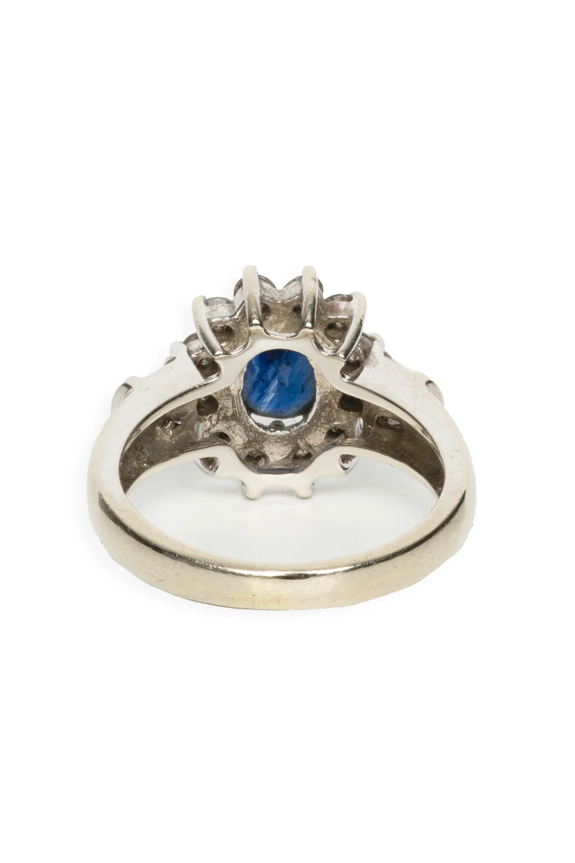 14K White Gold Diamond & Sapphire Size 6.5 Ring - Image 3