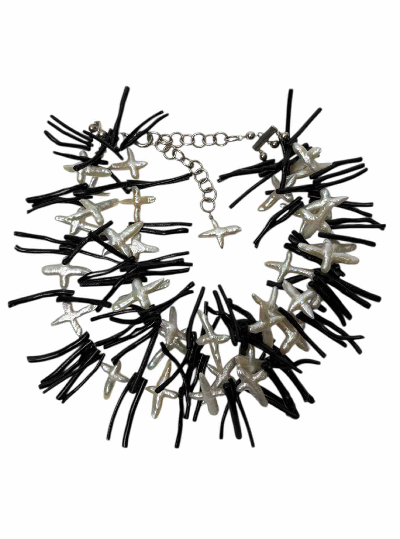 Skanda Multi Strand Black & White Coral Branch Necklace - Image 2