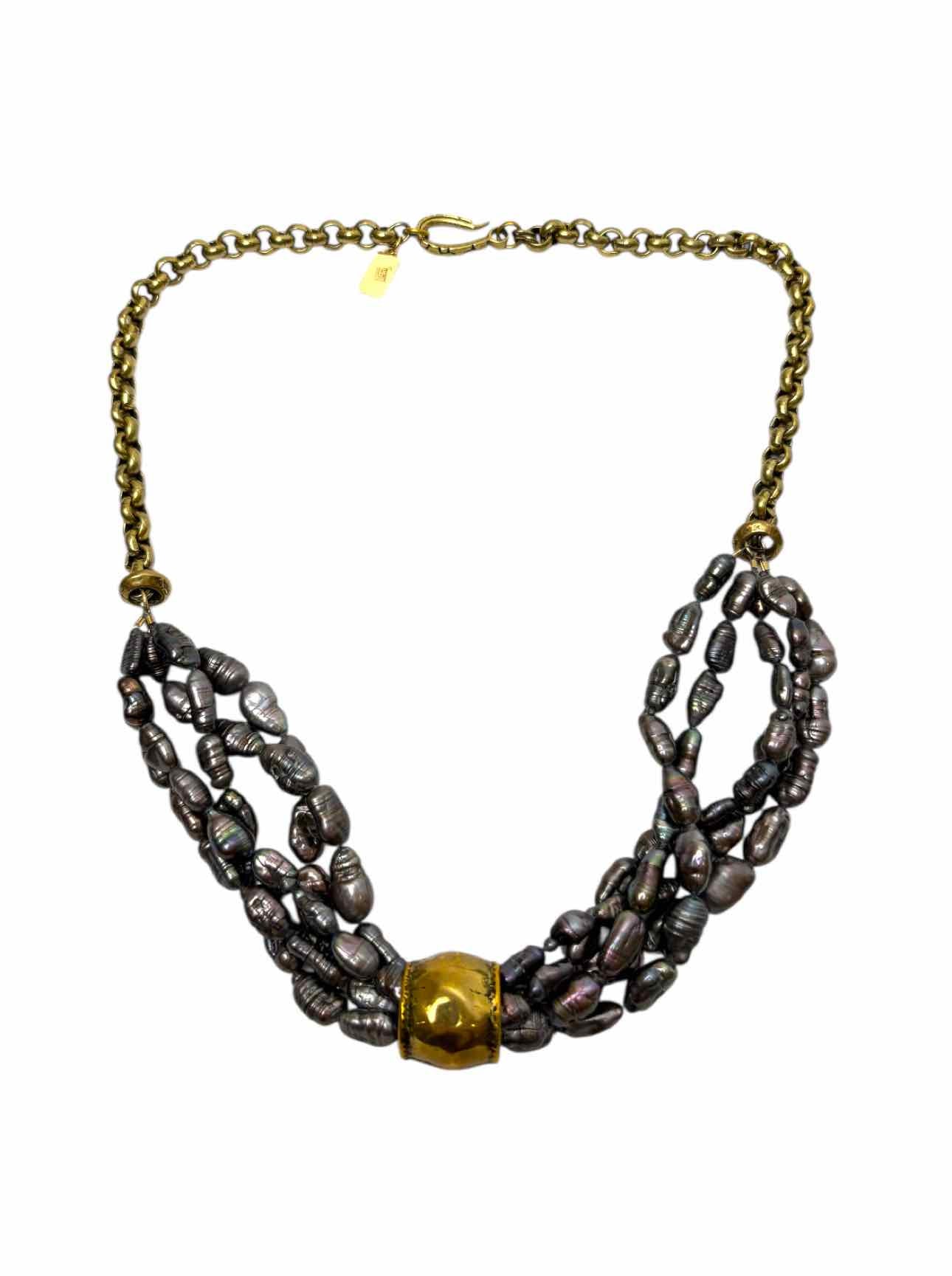 Skanda Multi Strand Grey Freshwater Pearl Necklace - Image 2