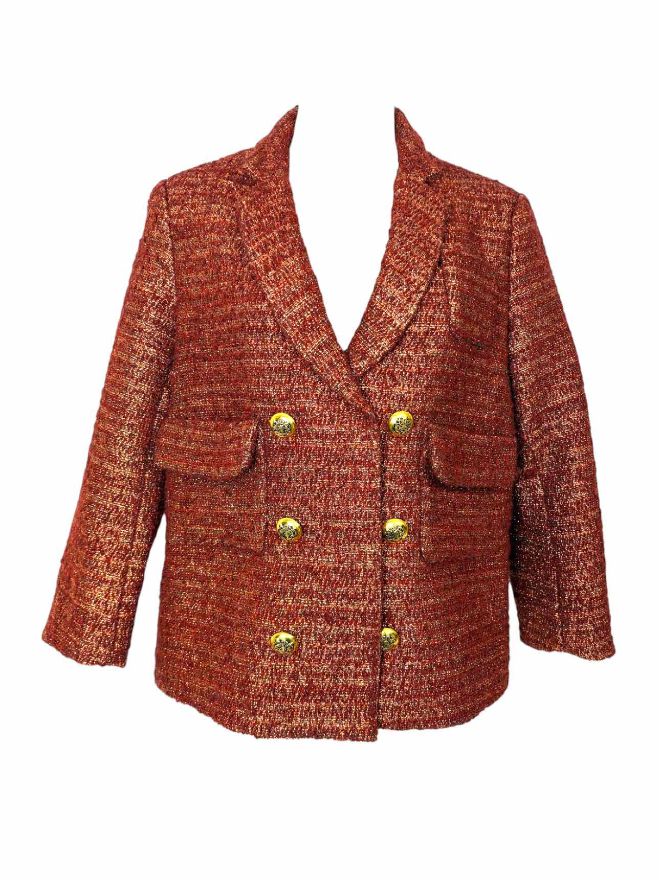 Smythe Size 6 Metallic Wool Blend Blazer