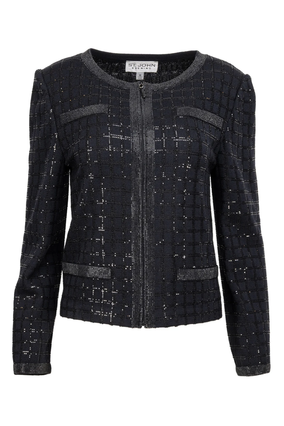 St. John Evening Size 10 Vintage Embellished Zip Up Jacket