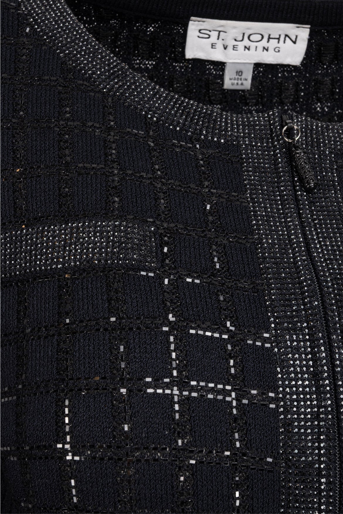 St. John Evening Size 10 Vintage Embellished Zip Up Jacket - Image 3