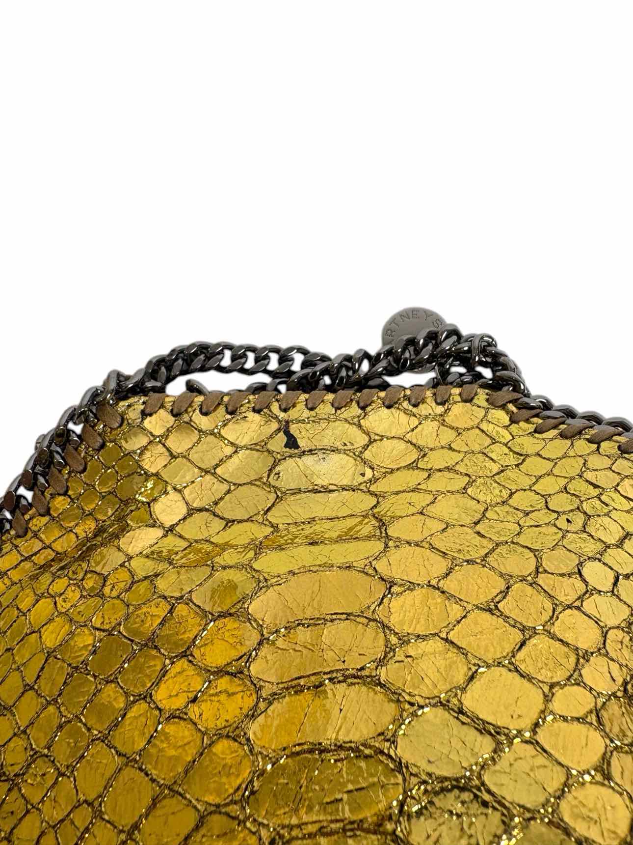 Stella Mccartney Faux Leather Metallic Snake Print Falabella  Crossbody Purse - Image 8